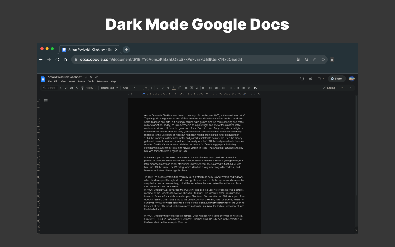 google docs dark mode