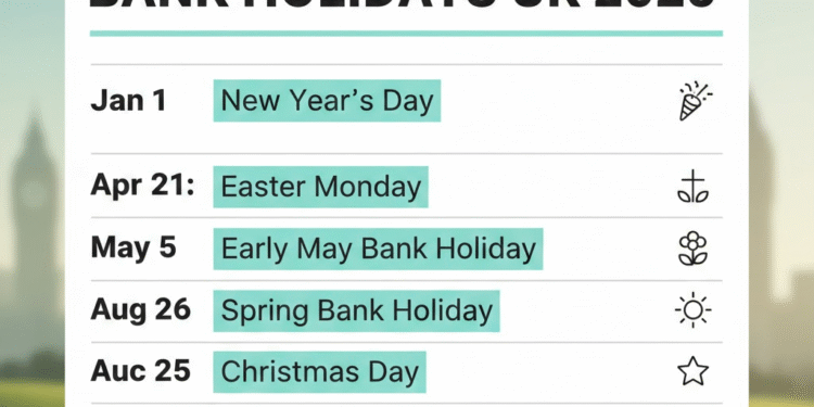 bank holidays uk 2025