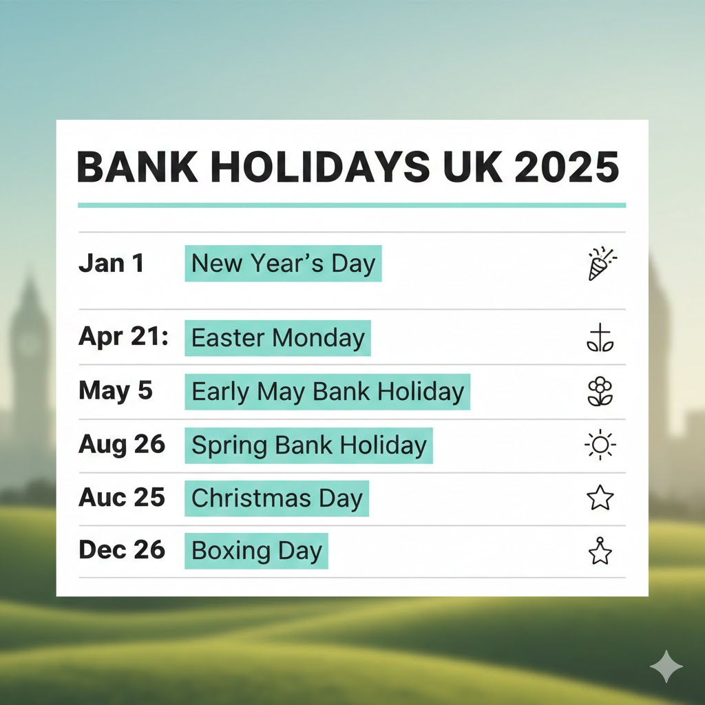 bank holidays uk 2025