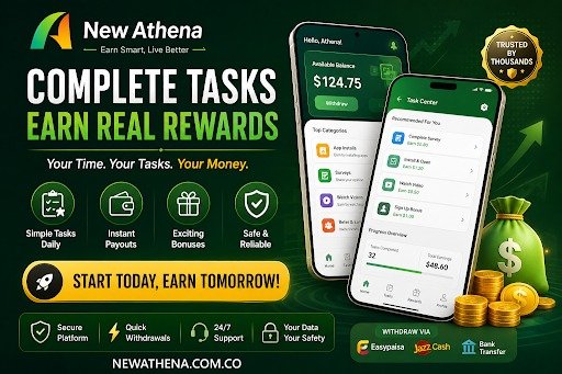 New Athena App - Smart Platform for Online Tasks and Daily Rewards