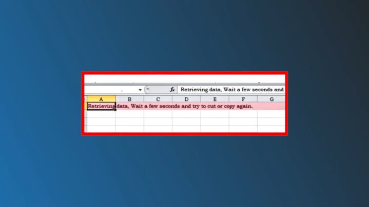 retrieving data. wait a few seconds and try to cut or copy again.